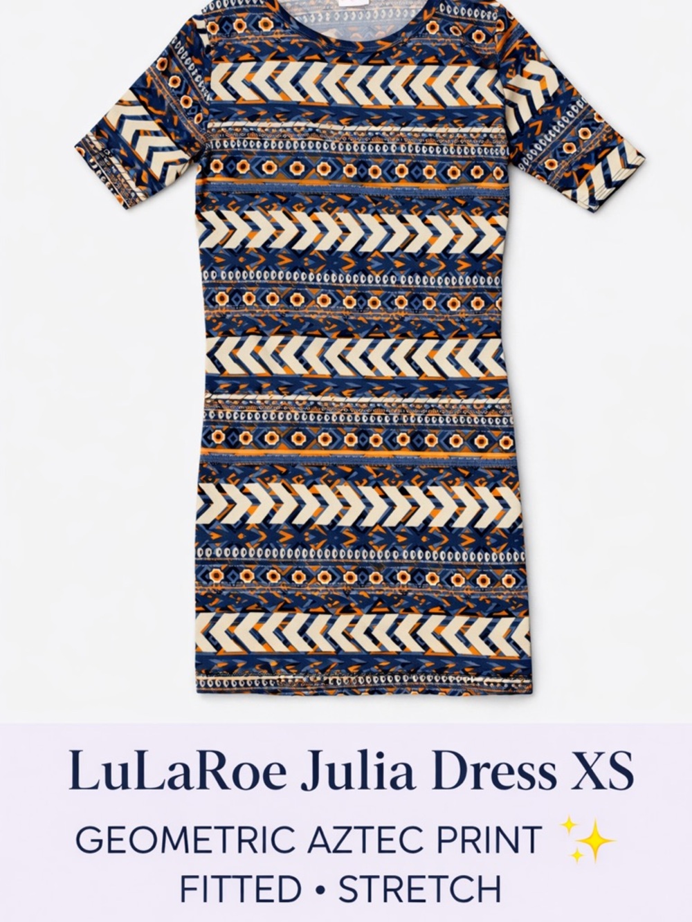 LuLaRoe Julia Dress XS Geometric Aztec Print Fitted Stretch Bodycon